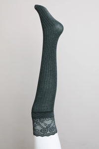 Black Lace Trimmed Knee High Socks