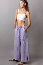 Load image into Gallery viewer, Lavender Distressed Denim Wide Leg Pants
