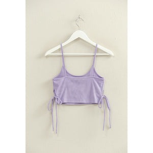 Lavender Tie Side Detail Sleeveless Crop Top