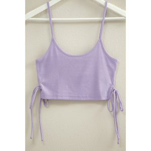 Lavender Tie Side Detail Sleeveless Crop Top