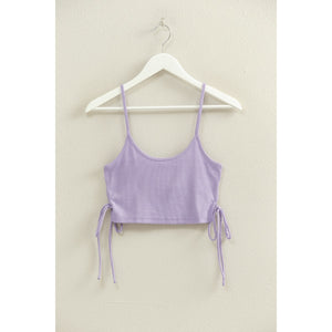 Lavender Tie Side Detail Sleeveless Crop Top