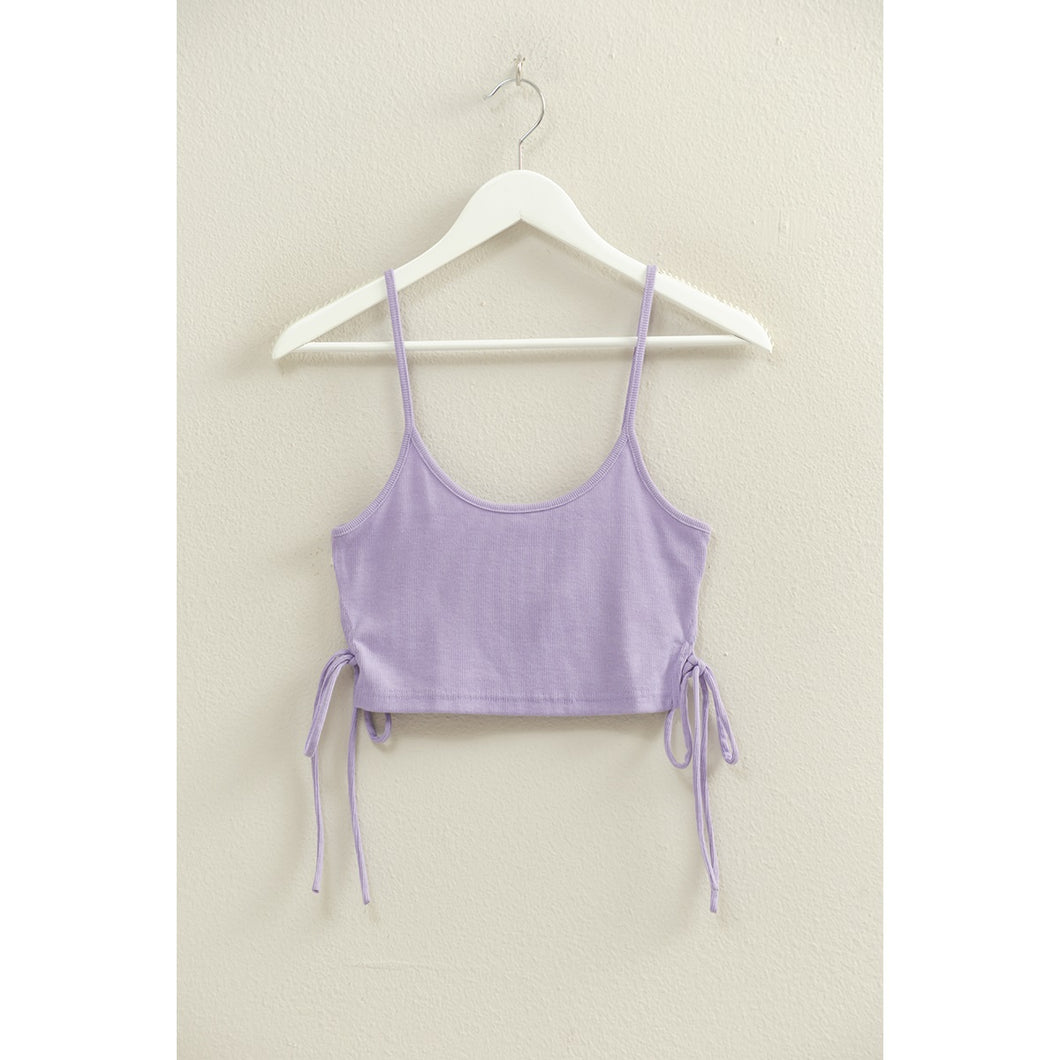 Lavender Tie Side Detail Sleeveless Crop Top