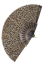Load image into Gallery viewer, Leopard print folding fan on a white background
