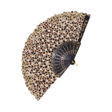 Load image into Gallery viewer, Leopard Floral Glitter Hand Fan- More Styles Available!
