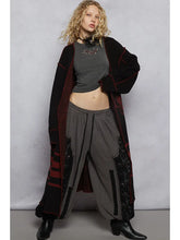 Load image into Gallery viewer, Black and Red Floral Pattern Open Long Cardigan
