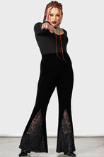 Load image into Gallery viewer, Marisola Velvet Lace Insert Bell Bottom Pants
