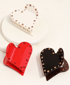 Rhinestone Heart Hair Clips- More Styles Available!