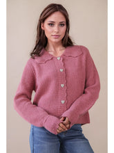 Load image into Gallery viewer, Mauve Knit Heart Button Down Knit Cardigan
