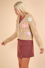 Load image into Gallery viewer, Flower Applique Hand Made Knit Sweater
