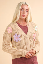 Load image into Gallery viewer, Flower Applique Hand Made Knit Sweater
