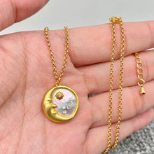 Load image into Gallery viewer, Moon and Stars Inlaid Shell Necklace

