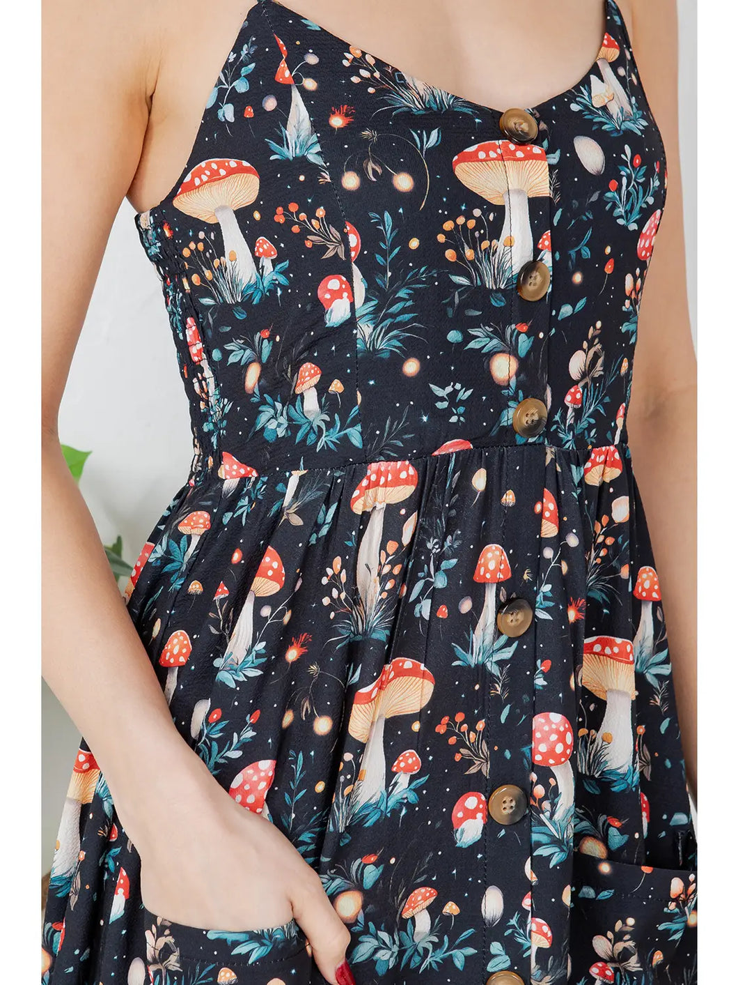 Garden of Mushrooms Cami Maxi Dress