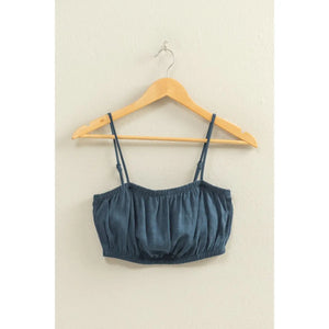 Navy Spaghetti Strap Bandeau Crop Top