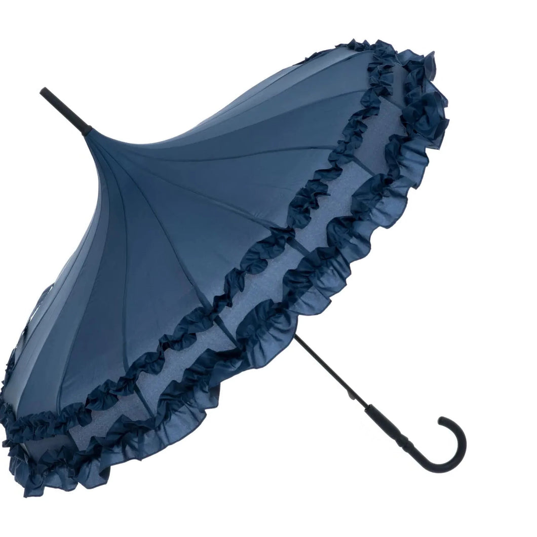 Navy Boutique Frilled Umbrella Parasol
