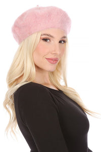 Pink Pearls Angora Fashion Beret