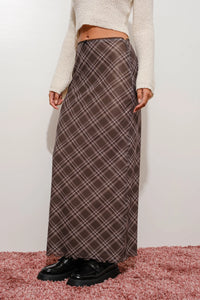 Plaid Mesh Grunge Maxi Skirt