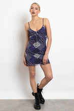 Load image into Gallery viewer, Purple Patchwork Printed Mesh Cami Dress
