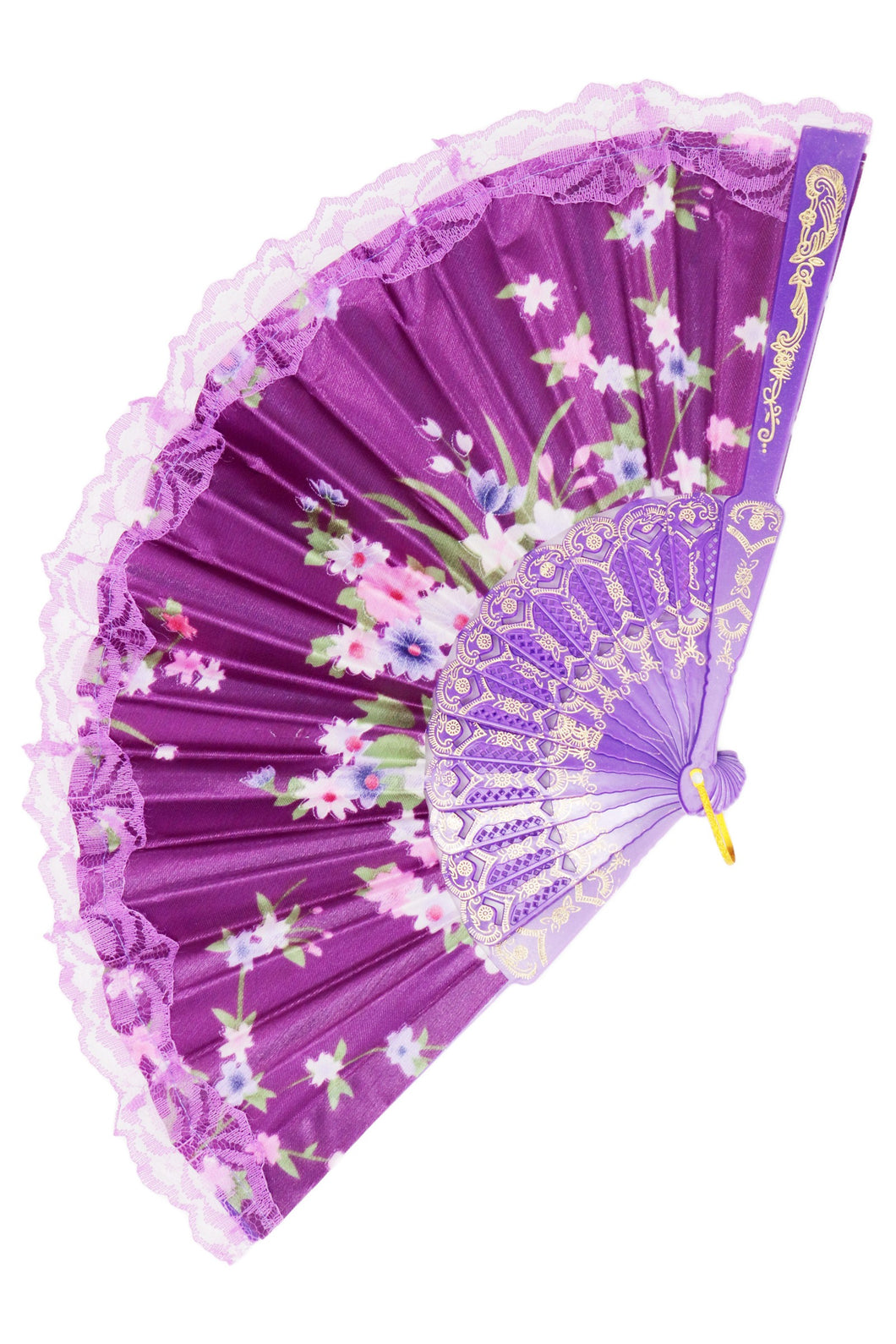 Poppy Peony Lace Trim Hand Fan- More Styles Available!