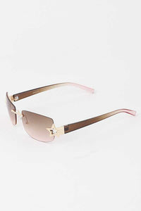 Star Accent Rimless Y2K Era Sunglasses