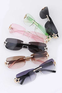 Star Accent Rimless Y2K Era Sunglasses