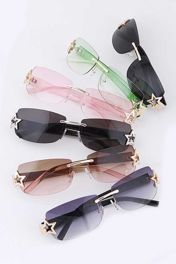 Vivienne Westwood Rimless Star Aviator Sunglasses Gradient Y2K Vivienne Westwood Vintage Shield Sunglasses, Y2K Red Lips  main image 4