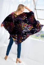 Load image into Gallery viewer, Purple Floral Velvet Burnout Kimono
