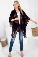 Load image into Gallery viewer, Purple Floral Velvet Burnout Kimono
