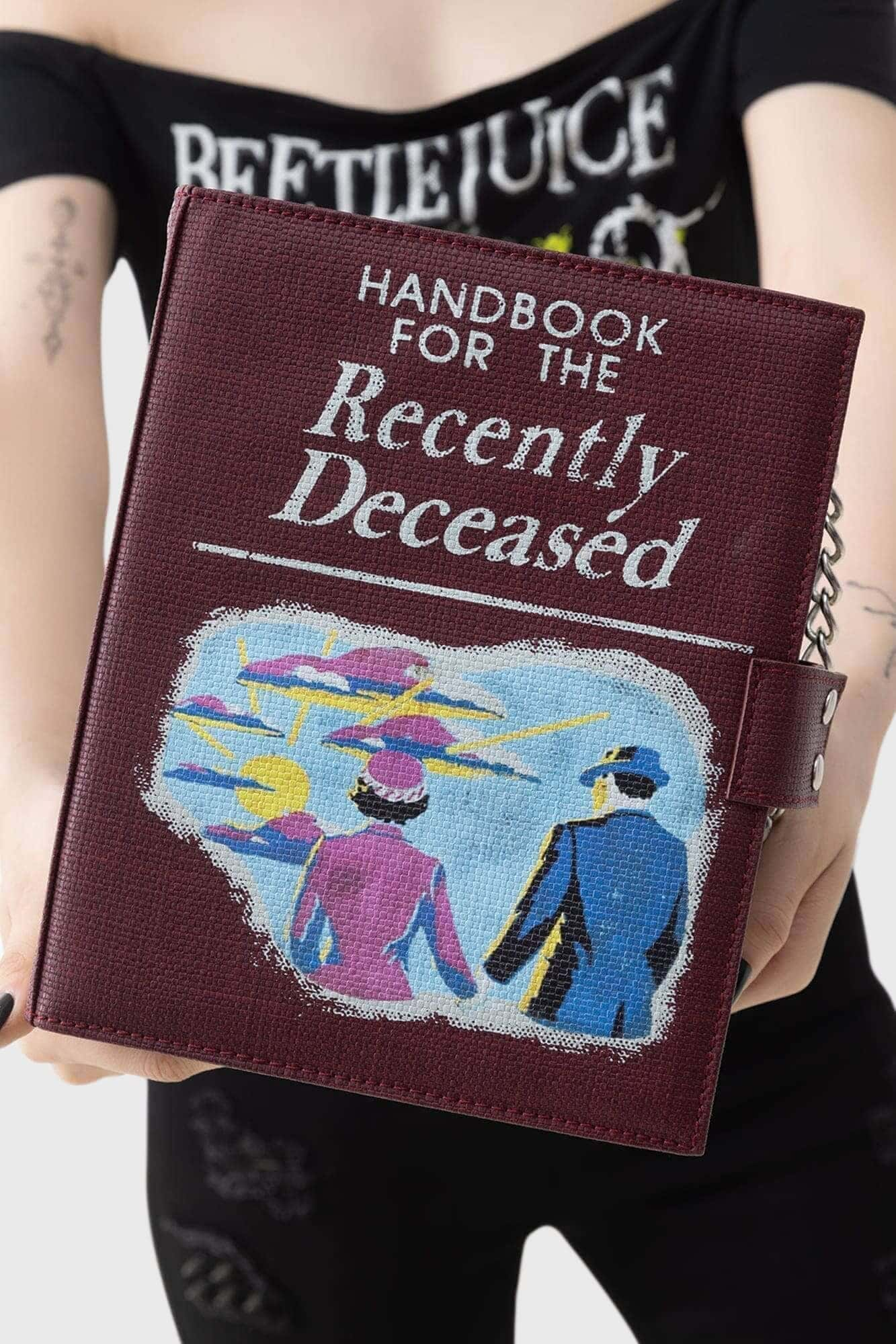 Handbook for the recently deceased handbag/Book Originating shops from the movie Be