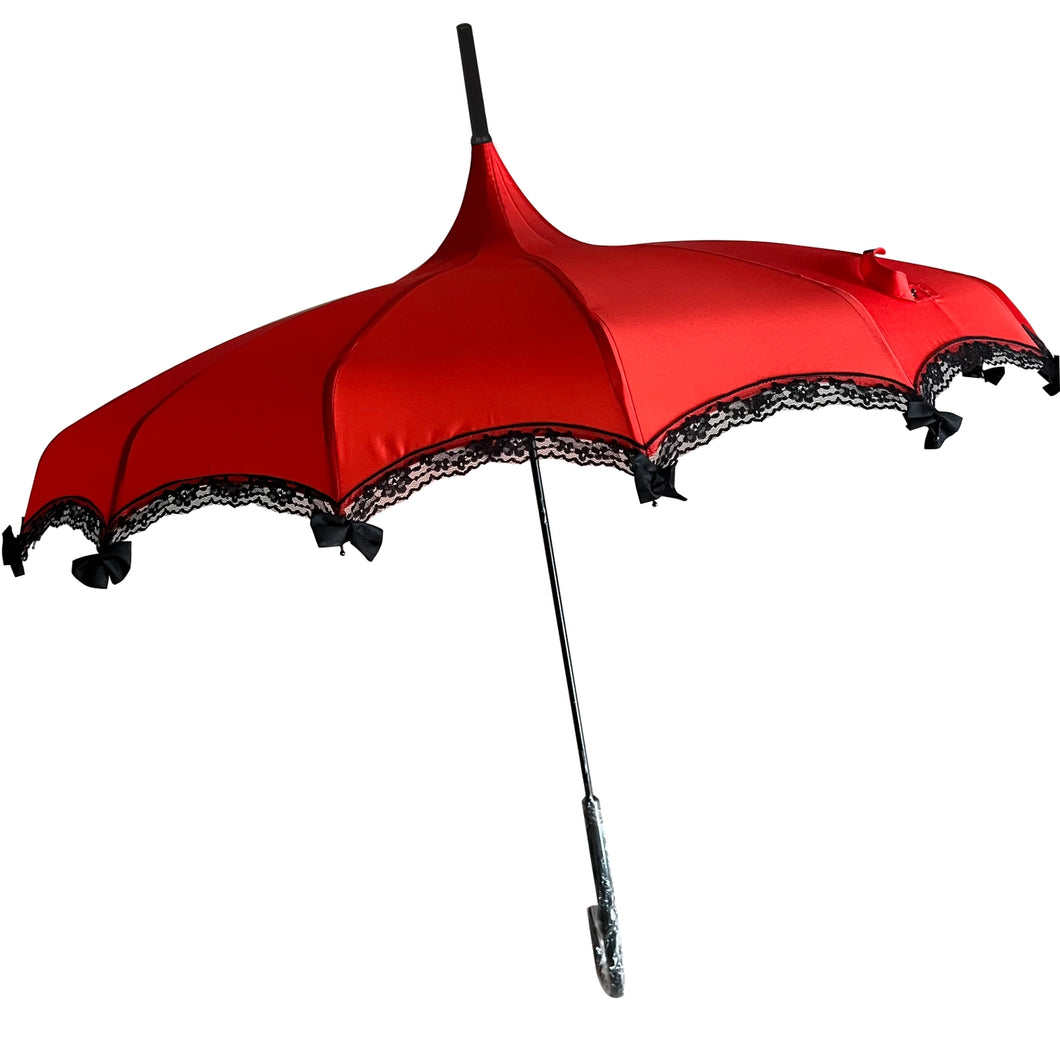 Red Lace and Bows Boutique Pagoda Umbrella Parasol