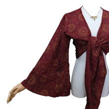 Load image into Gallery viewer, Red and Gold Celestial Bell Sleeve Top
