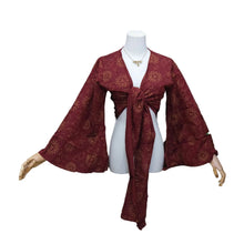 Load image into Gallery viewer, Red and Gold Celestial Bell Sleeve Top
