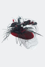 Load image into Gallery viewer, Red Feather Velvet Fascinator
