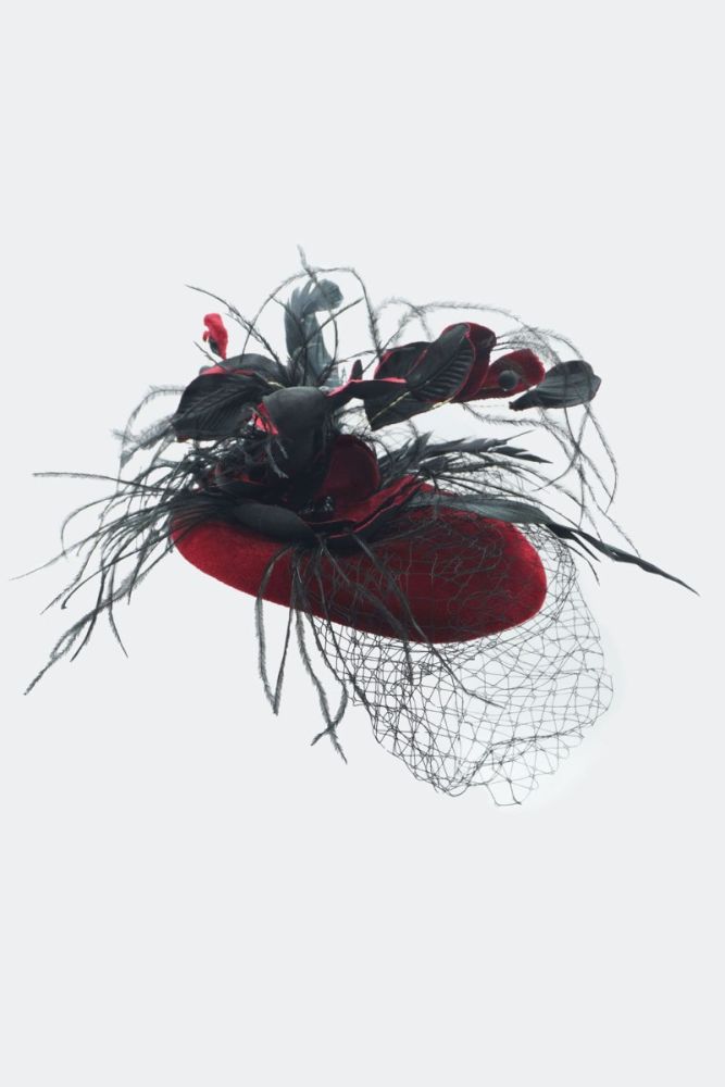 Red Feather Velvet Fascinator