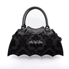 Load image into Gallery viewer, Black Damask Bat Handbag Purse
