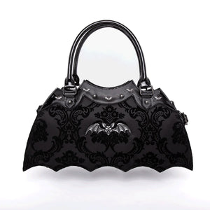 Black Damask Bat Handbag Purse