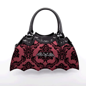 Red Damask Bat Handbag Purse