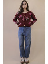Load image into Gallery viewer, Wine Floral Soft Cardigan

