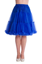 Load image into Gallery viewer, Blue tulle skirt worn by a person on a white background
