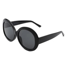 Load image into Gallery viewer, Black sunglasses with round lenses on a white background
