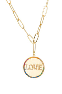 Wendy Rainbow "LOVE" Disk Necklace