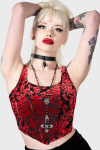 Load image into Gallery viewer, Snarl Velvet Burnout Corset Crop Top
