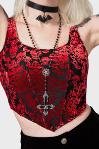 Snarl Velvet Burnout Corset Crop Top