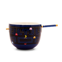 Load image into Gallery viewer, PAC-MAN Classic Maze 20oz Ceramic Ramen Bowl and Chopstick Set
