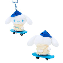 Load image into Gallery viewer, Cinnamoroll Skateboarding Plush Keychain
