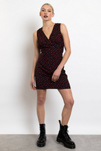 Load image into Gallery viewer, Black and Red Floral Tie Waist Slip Dress
