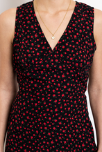 Load image into Gallery viewer, Black and Red Floral Tie Waist Slip Dress
