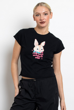 Load image into Gallery viewer, Cute Snarky Bunny Baby Tee Crop Top
