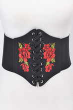 Load image into Gallery viewer, Red Rose Elastic Corset Belt
