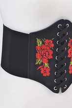 Load image into Gallery viewer, Red Rose Elastic Corset Belt
