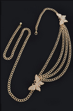 Load image into Gallery viewer, Gold Butterfly Buckle Layered Chain Belt
